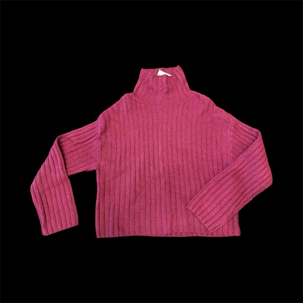 Open Edit Elegant Women’s Long Sleeve Pullover Pink Small Turtleneck Sweater NWT